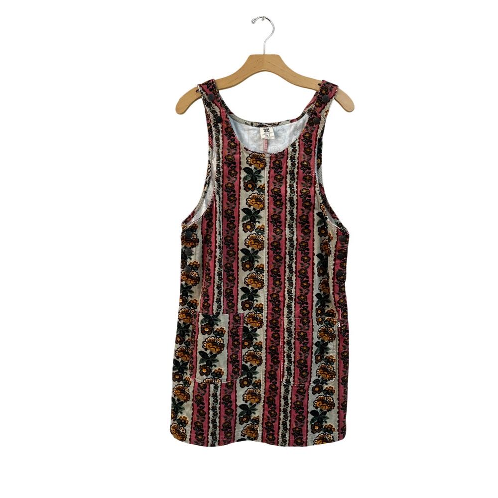 Lucy Yak Layla Corduroy Floral Overall Mini Dress Organic Cotton‎ Size US 2